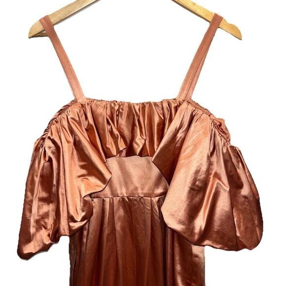 ULLA JOHNSON Lelita dress midi satin copper 8 off shoulder cocktail NWT formal - Picture 12 of 16
